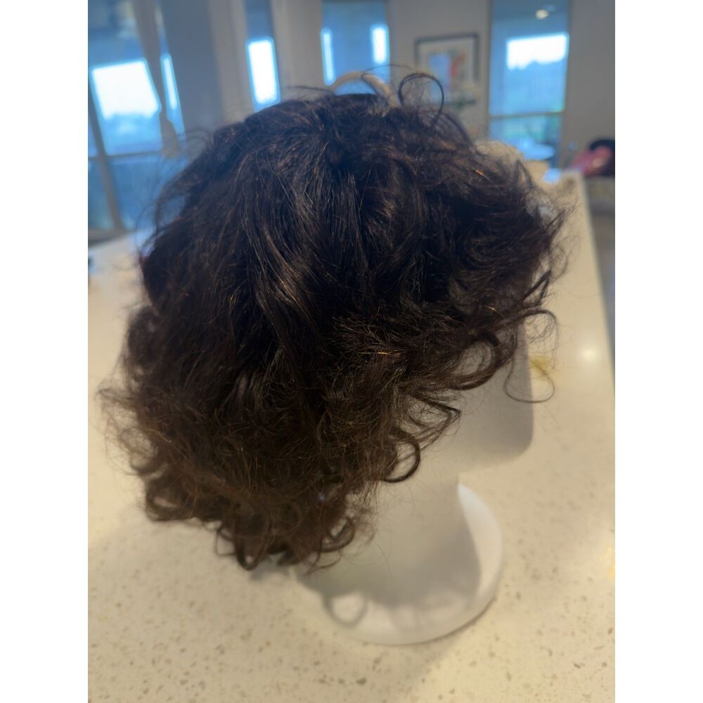 Short Curly Bob Human Hair Wig with Bangs Natural Black Glueless Wear & Go